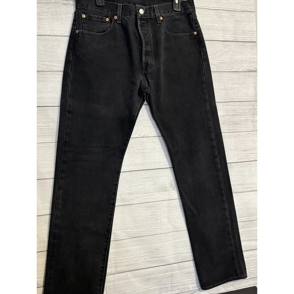 Levi's 501 Original Fit Button Fly Jeans 32x32 Black Straight Leg - Picture 3 of 8